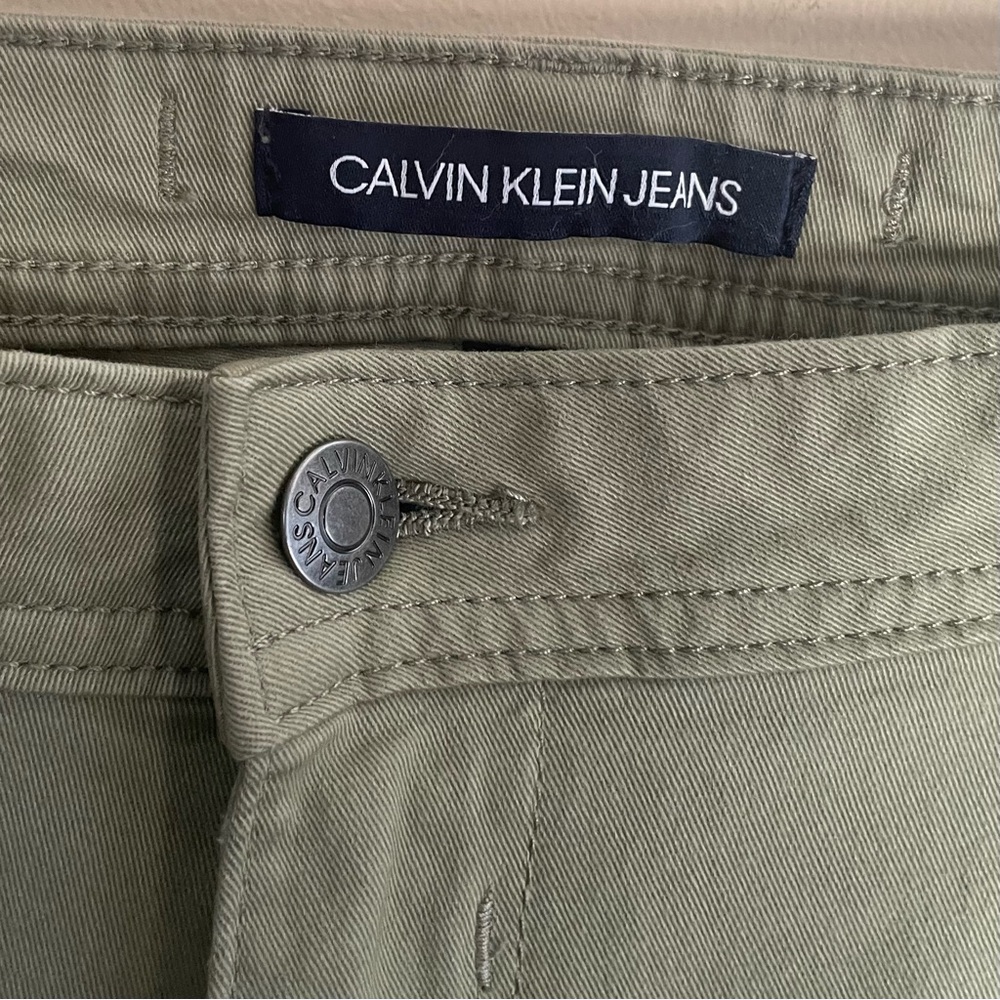 CALVIN KLEIN Women Size 16 Soft Green Pants Chino Jeans Straight Leg #599 - Picture 3 of 10